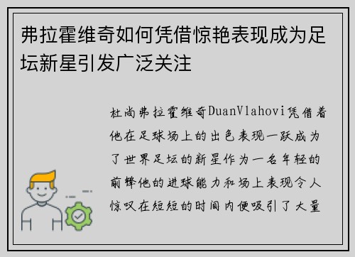 弗拉霍维奇如何凭借惊艳表现成为足坛新星引发广泛关注